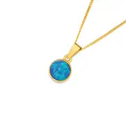 9ct Gold Synthetic Blue Opal Pendant in Blue