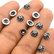 40 Pcs 6X3mm Bali Bead Cap Antique Silver Plated