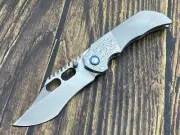 Folding Knife 10Cr15Mov Blade Titanium alloy+RWL34+PMC27 Handle Outdoor Sand-02