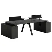 Modern Office Furniture Dolan 4 Seater Workstation 2.4mx2.8mx0.75m - Black