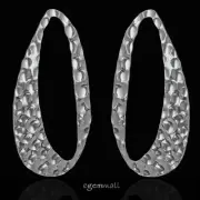 2 Large Sterling Silver Hammered Pear Freeform Pendant Charm Beads 41mm #99085