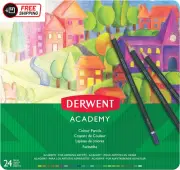 Derwent Academy Colouring Pencils, Set of 24 in Tin Box, Blendable Multicolour A