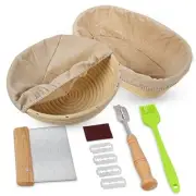 Bread Proofing Basket Set, 9-Inch Round Round And Oval Basket With Starter Kit