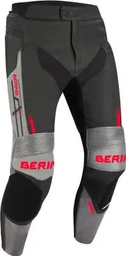 Bering Snap, leather pants , color: Black/Grey/Red , size: 3XL