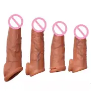 Silicone Soft Realistic Penis Sleeve Extender Enlargement Extension Condom Toys