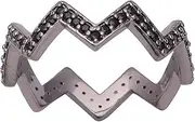 [Shine Jewel] Genuine Black Spinel 925 Sterling Silver Full Eternity Stackable Band V Ring