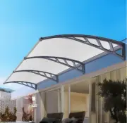 1.5mx3m DIY Door Window Awning Canopy Sheet Grey Shade Transparent Plastic Frame