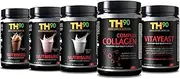 TH90 Kit - 3 Flavors Vanilla + Strawberry + Chocolate + Collagen + Brewer's Yeast - 1Lb. (16OZ) Nutrition Shake