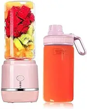 Portable Blender, USB Rechargeable Smart Mini Juicer Blender for Fruits Smoothie Milk Shakes with 2 Juicer Cup, 400ml 4000Mah(Pink)