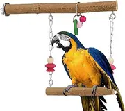 Pet Bird Swing Chewing Hanging Toy | Bird Parakeet Cockatiel Toys | Small Parrot Toys for Cage | Parrot Bird Natural Wood Stand Perch Swing for Parakeet Cockatoo Cockatiel Conure Lovebirds