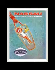 1960 Nassau and the Bahamas Capital Airlines - Matted for 11x14 Frame