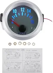 X AUTOHAUX 2" 52mm DC 12V Voltage Gauge Blue White Light Analog Voltmeter Gauge 8-16V 1 Pc Screw Kit Universal Car Voltage Meter Silver Tone White Blue