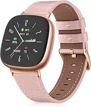 [FINTIE] Bands Compatible with Fitbit Versa 4 / Fitbit Versa 3 / Sense 2 / Fitbit Sense, Genuine Leather Band Replacement Accessories Strap Wristband