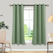 Mrs.Naturall Short Blackout Curtains for Windows Bedroom 45 Inch Length,Sage Green Curtains for Bathroom Window,45 Inches Long 2 Panels Set,Light Green