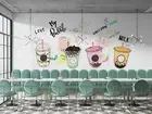 3D Bubble Tea Shop Background Wallpaper Wall Murals Removable Wallpaper 119