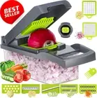 Vegetable Chopper, 12-in-1, Mandoline Slicer, 7 Blades, Dicer, Container