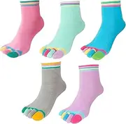 [SEFIRST] 5 Pairs Women Pilates Five Finger Toe Yoga Sport Ankle Socks
