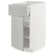 METOD / MAXIMERA base cabinet with drawer/door, white/Havstorp light grey, 40x60x80 cm