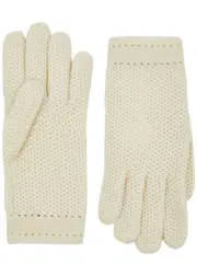 Inverni Waffle-knit Cashmere Gloves - Ivory - One Size One Size
