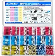 Kuject 600 PCS Heat Shrink Wire Connectors kit, Multipurpose Waterproof Electrical Wire Terminals, Insulated Crimp Connectors Ring Fork Spade Butt Splices for Automotive Marine Boat Truck