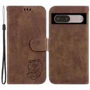 Wallet Shell For Google Pixel 7 5g, Tiger Pattern Imprinted Pu Leather Phone Cover Flip Stand Case