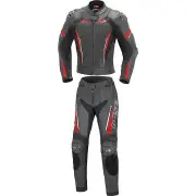 Imola Ladies Black Red 2PC Leather Motorcycle Suit
