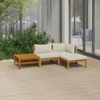 4 Piece Garden Lounge Set Acacia Wood Furniture Modular Patio Sofa With Cushions