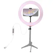 PU397F Pink 7.6 Inch 3200K-6500K Dimmable LED Video Ring Light with Phone Clip for Selfie Vlog Tik Tok Youtube Live Streaming
