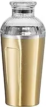 Oggi Groove Insulated Cocktail Shaker-17oz Double Wall Vacuum Insulated Stainless Steel Shaker, Tritan Lid has Built in Strainer, Ideal Cocktail, Martini Shaker, Margarita Shaker, Gold (7404.4)