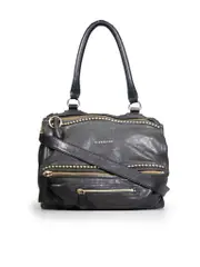 Black Lambskin Medium Studded Pandora Bag