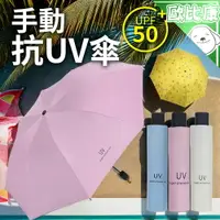 在飛比找樂天市場購物網優惠-《阻擋紫外線》三折手動抗UV傘 八骨 抗UV遮陽傘 黑膠傘 