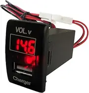 Voltmeter + USB Charging Port Extension Kit [Suzuki/Mazda Car F Type] [Red/Decimal Display]