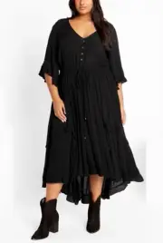 CITY CHIC Cadence Dress in Black Plus Size Small/16 NWT