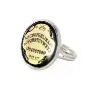 Ouija Board Gothic Halloween Horror Handmade Silver Adjustable Ring