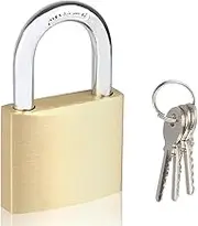 Fuaxat Solid Brass Padlock with 3 Keys, Locker Lock with Brass Body & Steel Shackle, Keyed Padlock for Sheds, Storage Unit, School Gym Locker, Fence, Toolbox, Gate, Warehouse
