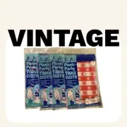 Vintage Lot 4 Breez Proof Re-Usable Picnic Party Table Cloth 40" x 78” Checkered