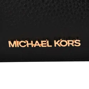 MICHAEL KORS 金字綁帶荔枝紋皮革斜背馬鞍包(黑)小