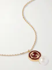 [Gucci] Gucci - Blondie Gold-tone, Faux Pearl And Enamel Necklace - Red - One size One size Red