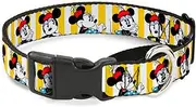 Dog Collar Martingale Minnie Mouse Hat Poses Stripe Yellow White 11 to 17 Inches 1.0 Inch Wide