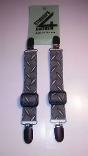 STIRRUPS 4 BIKERS .. MOTORCYCLE RIDER PANT CLIPS BUNGEE CLAMPS....DIAMOND PLATE