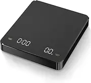Digital Kitchen Scale with Timer, Drip Espresso Scale 3kg/0.1g High Precision, Rechargeable Portable Coffee Scale, 3 Units, Tare, Auto Off, Black