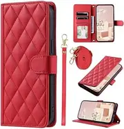 [TiHen] Compatible for Samsung Galaxy A04S 4G Wallet Leather Case Flip Magnetic Closure Shockproof Stand Full Protective Cover with Credit Card Cash Slots-Red