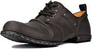 [OSSTONE] OS-6015-1-A-R Men's Leather Chukkastiefel Worker Biker Boat Motorcycle Leather Shoes for Lace-up Ankle Boots