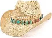 [WQWOVRVO] Cowboy Hat,Cowgirl Hat,Cowboy Hats for Women/Mens/Straw Wide with Shapeable Brim Cowboy Hat for Womens/White/Black, Apricot Color, One Size