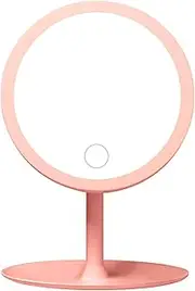 TALOMON LED Makeup Mirror with Touch Screen, Portable, Lighted Vanity Mirror for Home and Office,No Magnifying Glass Function(Pink Three-Coloured, orbicular)