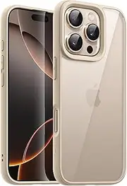 JETech Case for iPhone 16 Pro Max 6.9-Inch, Shockproof Phone Bumper Cover, Solid Color Matte TPU Frame, Anti-Scratch Clear Back (Desert Titanium)