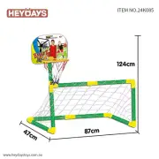 2 In 1 Football Soccer Goal Basketball Hoop Kids Outdoor Indoor Game Sports Gift