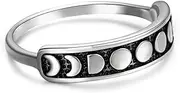 [Angol] Vintage Silver Moon Phase Ring, 925 Sterling Silver Crescent Moon Phase Ring, Dainty Stacking Finger Ring Band Jewelry for Women Teens Size 6 7 8 9 10