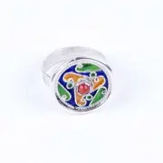 Handmade African Silver Tuareg Berber Enamel Ring Ethnic Tribal With Coral