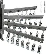 Clothes Drying Rack, Drying Rack, Wall Mounted Rotate Drying Hangers with 21 Clips Laundry Rack, Laundry Space Saver Wall Mounted for Sock, Underwear, Bra, Laundry Accessories (4 Shots)